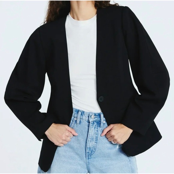 Scoop Womens Black Collarless Barrel Sleeve Blazer Jacket Plugs XXL 20 2X NEW - Picture 5 of 7